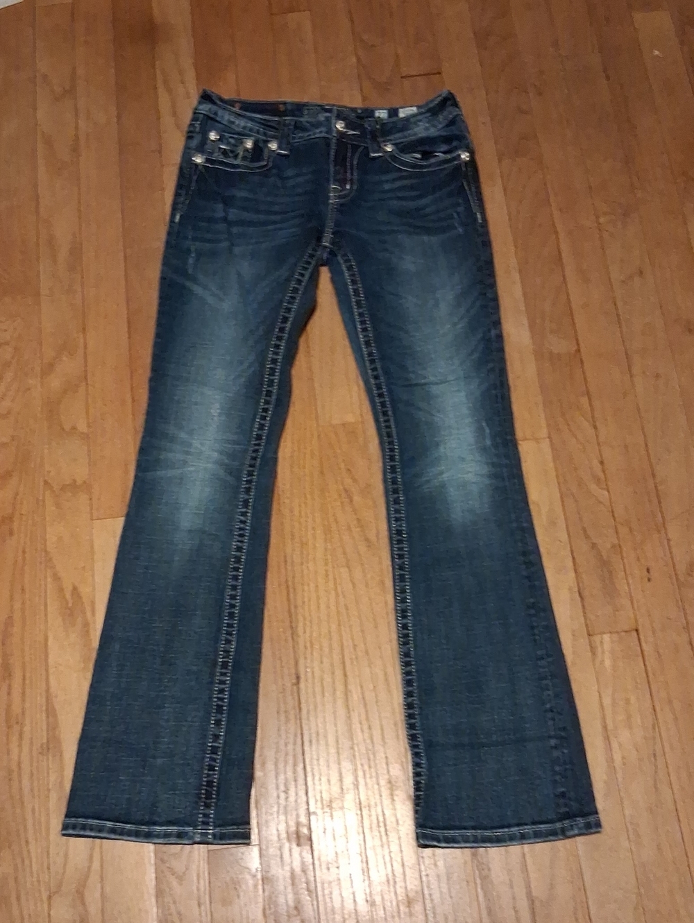 miss me jeans je5414bl boot cut pants 27 womens 4 r mid rise stretch denim
